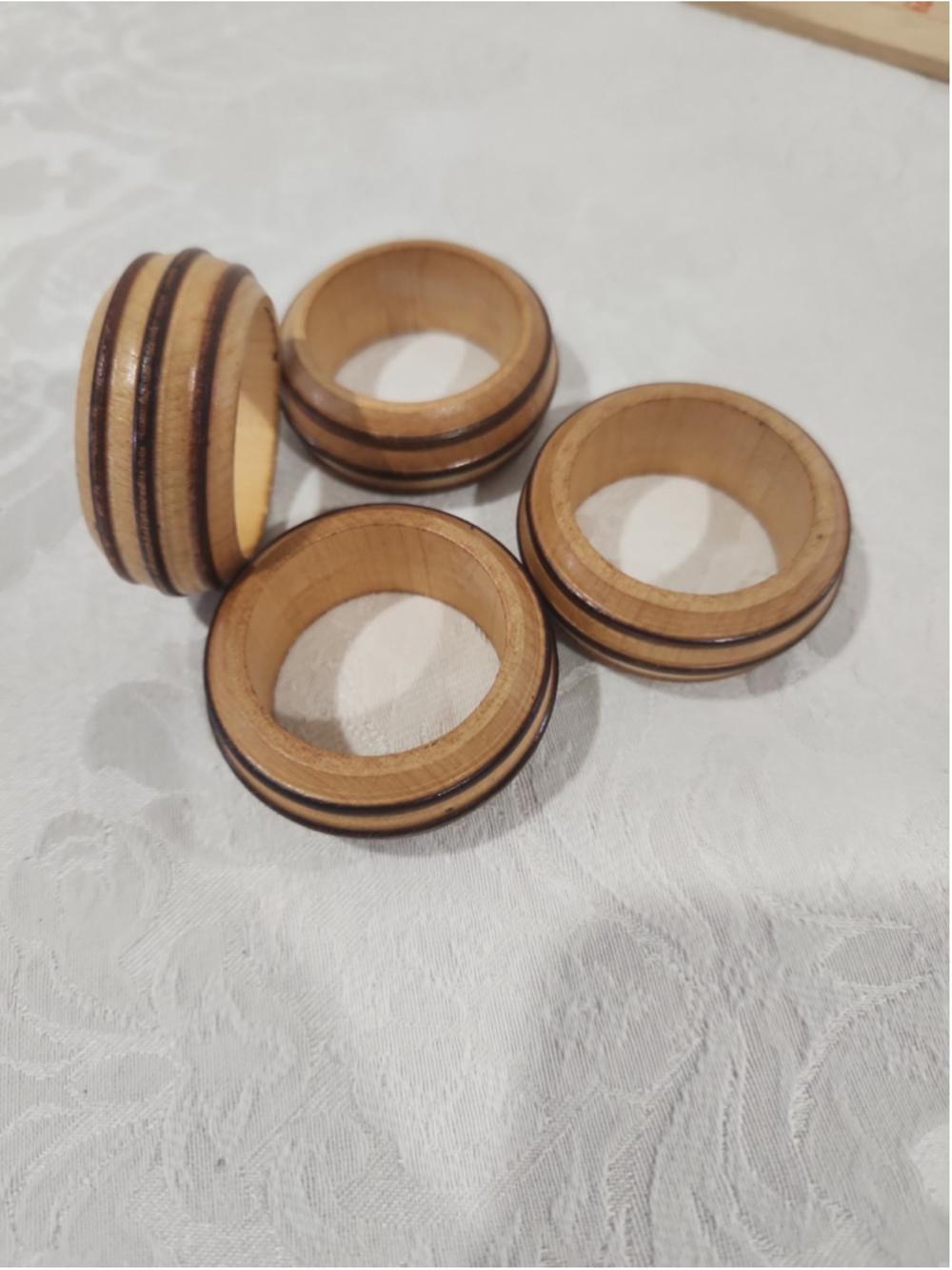 Vintage Wood Napkin Rings Set of 4